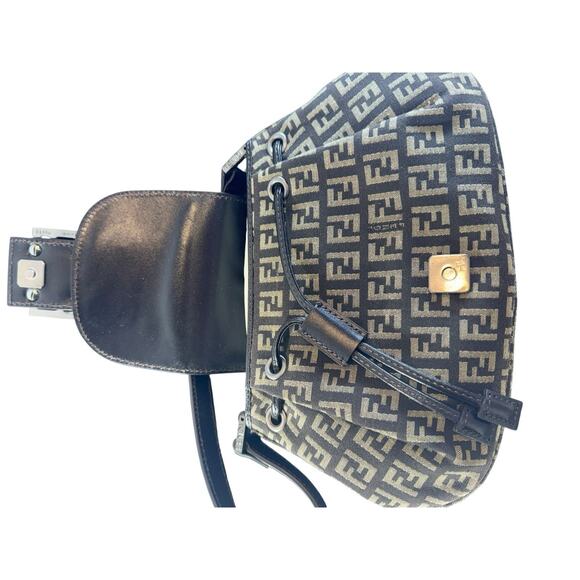 Y2K Fendi Mamma Bucket Shoulder Bag Zucchino Pattern Drawstring Authentic - Picture 8 of 16